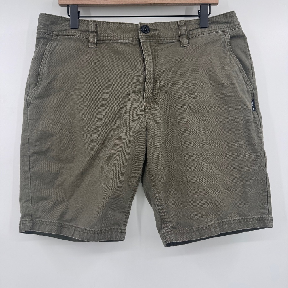 ONeill Shorts Men 34 Green Chino Flat Front Standard Fit Stretch Skate Y2K 90s